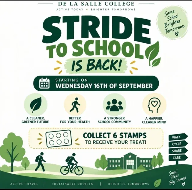 The college notice announcing that Stride to School is back